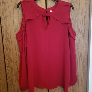 Red XL Cold Shoulder Top